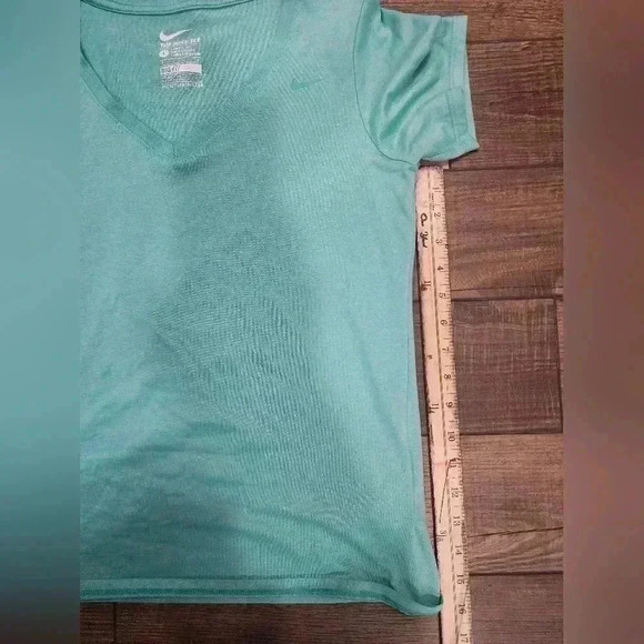 Nike Dri-fit Shirt Women's Large Teal Short  Sleeve V-neck Tee Shirt - Picture 7 of 7